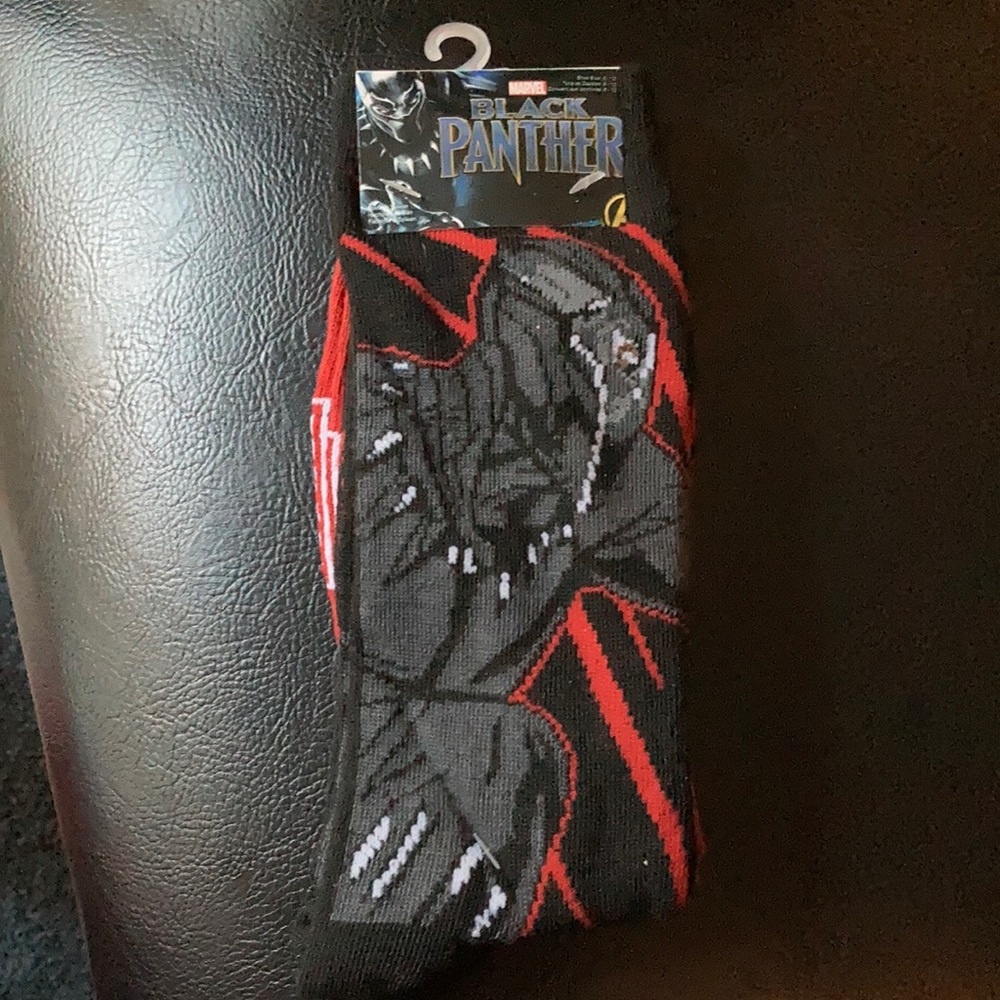 New marvel black panther socks. Wakanda Forever. :)